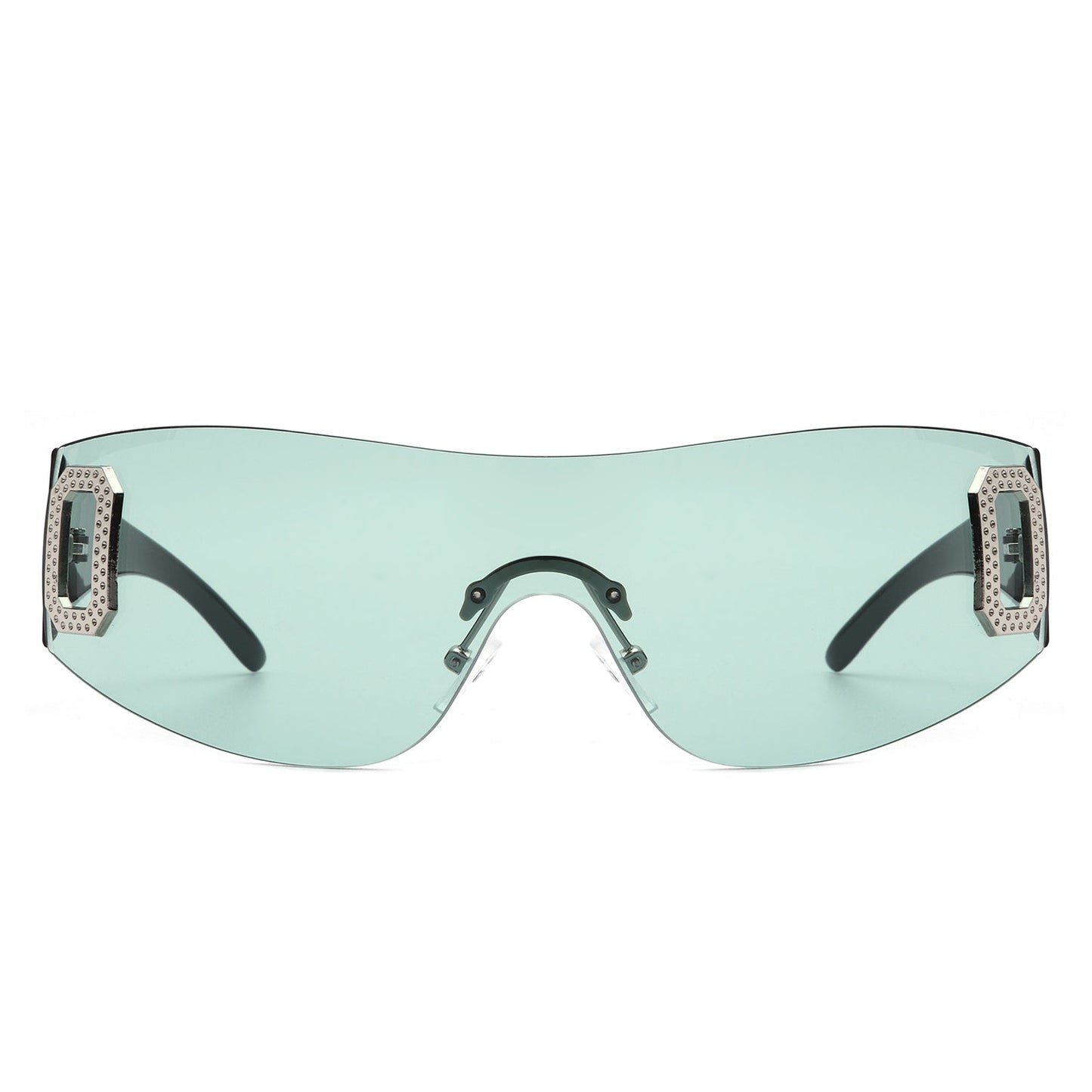 Havoc - Rimless Rectangle Sleek Wrap Around Women's Sunglasses